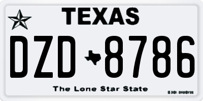 TX license plate DZD8786
