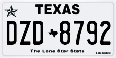 TX license plate DZD8792