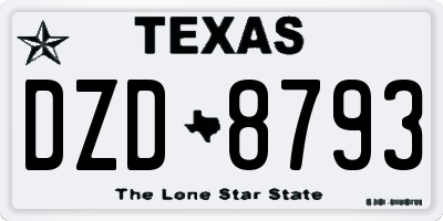 TX license plate DZD8793