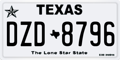 TX license plate DZD8796