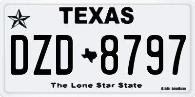TX license plate DZD8797