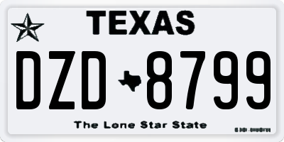 TX license plate DZD8799
