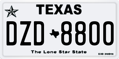 TX license plate DZD8800