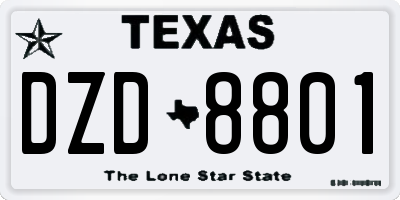 TX license plate DZD8801