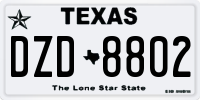 TX license plate DZD8802