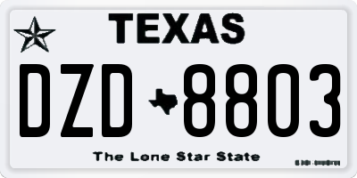 TX license plate DZD8803