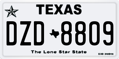 TX license plate DZD8809