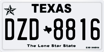 TX license plate DZD8816