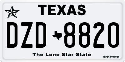 TX license plate DZD8820