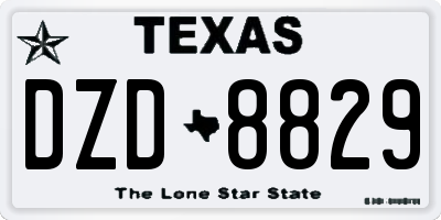 TX license plate DZD8829