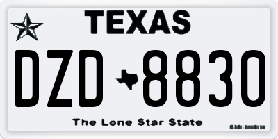 TX license plate DZD8830