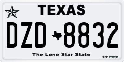 TX license plate DZD8832
