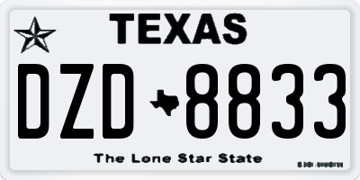 TX license plate DZD8833
