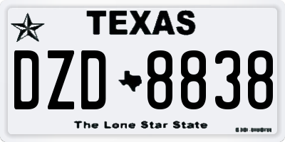 TX license plate DZD8838