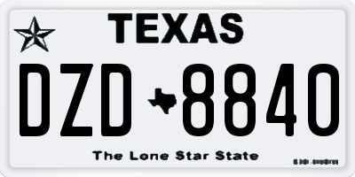 TX license plate DZD8840