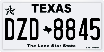 TX license plate DZD8845