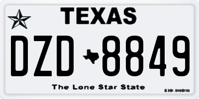 TX license plate DZD8849
