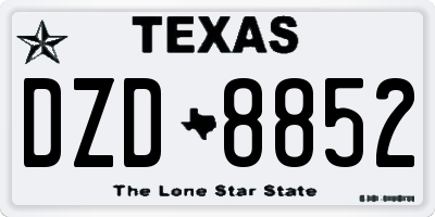 TX license plate DZD8852