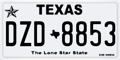 TX license plate DZD8853