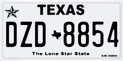 TX license plate DZD8854