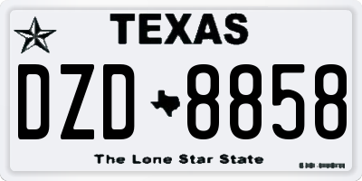 TX license plate DZD8858