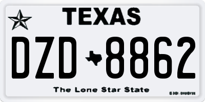 TX license plate DZD8862