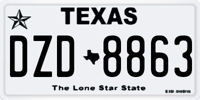 TX license plate DZD8863