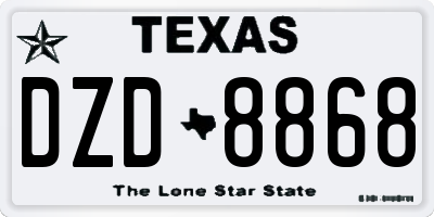 TX license plate DZD8868