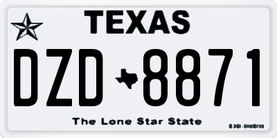 TX license plate DZD8871