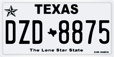 TX license plate DZD8875