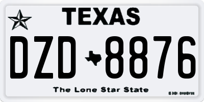 TX license plate DZD8876