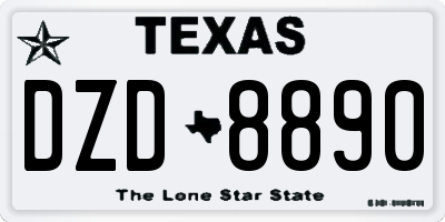 TX license plate DZD8890