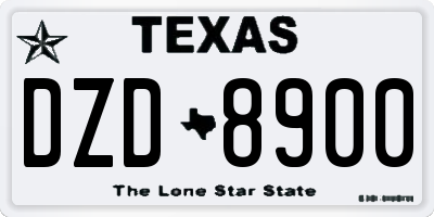 TX license plate DZD8900