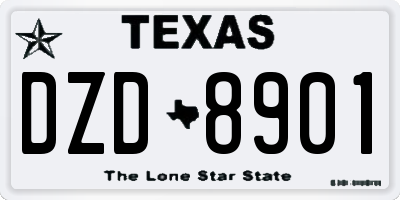 TX license plate DZD8901