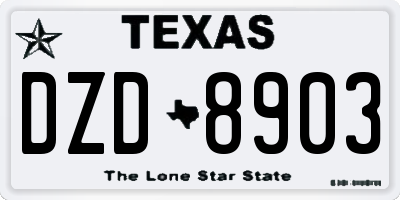 TX license plate DZD8903