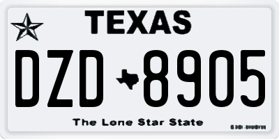 TX license plate DZD8905