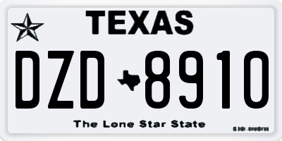 TX license plate DZD8910