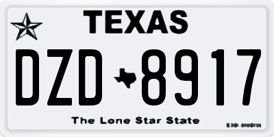 TX license plate DZD8917