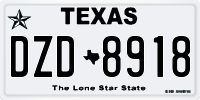 TX license plate DZD8918