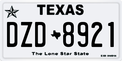 TX license plate DZD8921