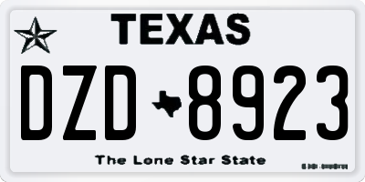 TX license plate DZD8923