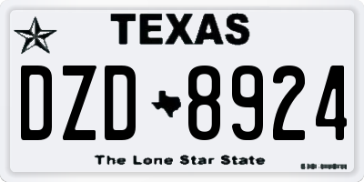 TX license plate DZD8924