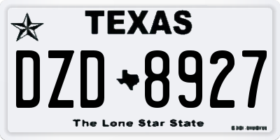 TX license plate DZD8927