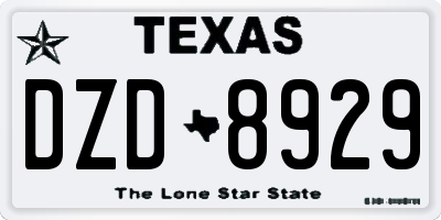 TX license plate DZD8929