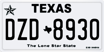 TX license plate DZD8930