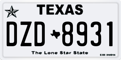 TX license plate DZD8931