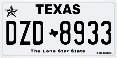 TX license plate DZD8933