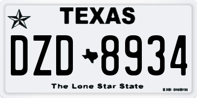 TX license plate DZD8934