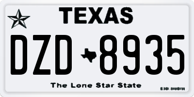 TX license plate DZD8935