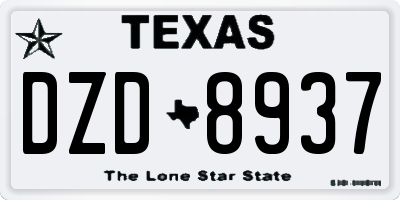 TX license plate DZD8937